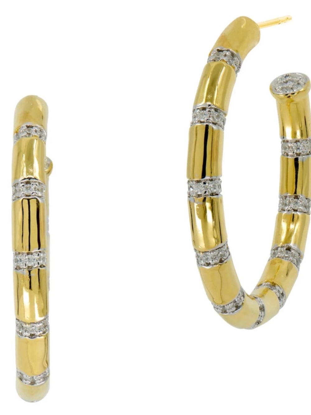 FREIDA ROTHMAN GOLD VERMEIL HOOPS - Picture 2 of 3